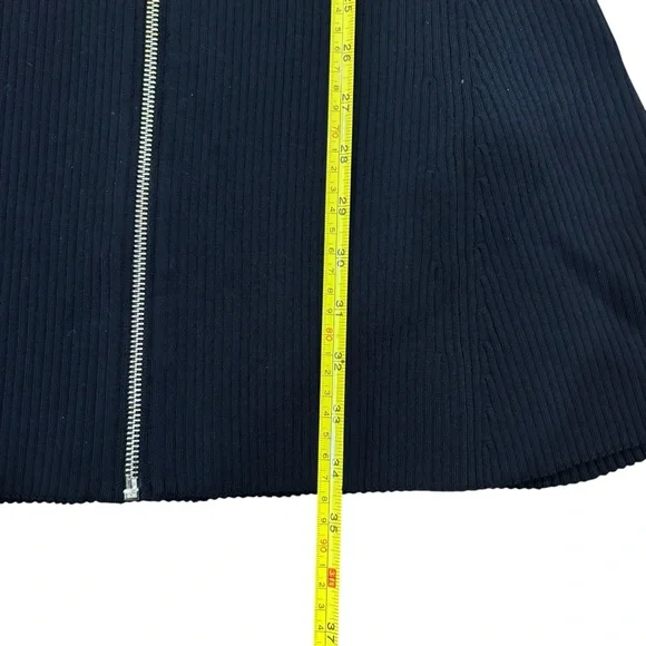 MAJE dress two tone Black Ribbed full gold zip contrast collar FR 34 US 0 XS - Picture 12 of 15